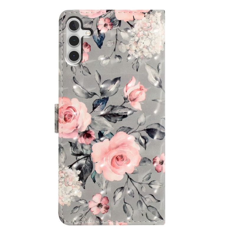 Kožený Kryt Samsung Galaxy A16 5g Vzor Růžových Květů
