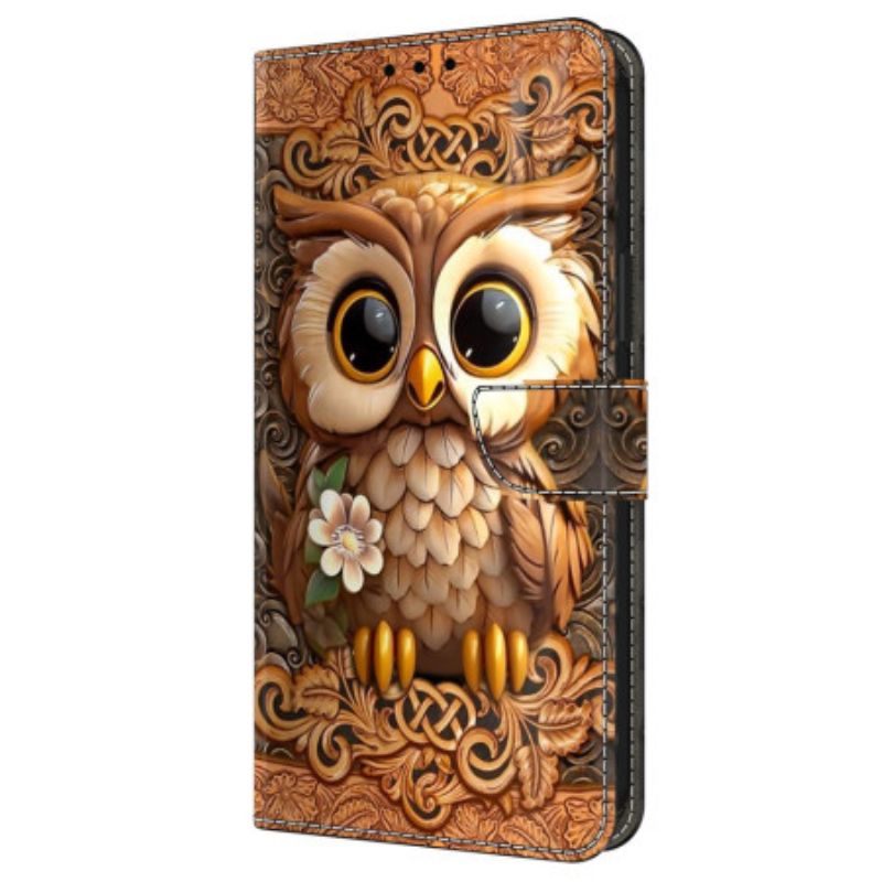Kožený Kryt Samsung Galaxy A16 5g Vzor Sovy
