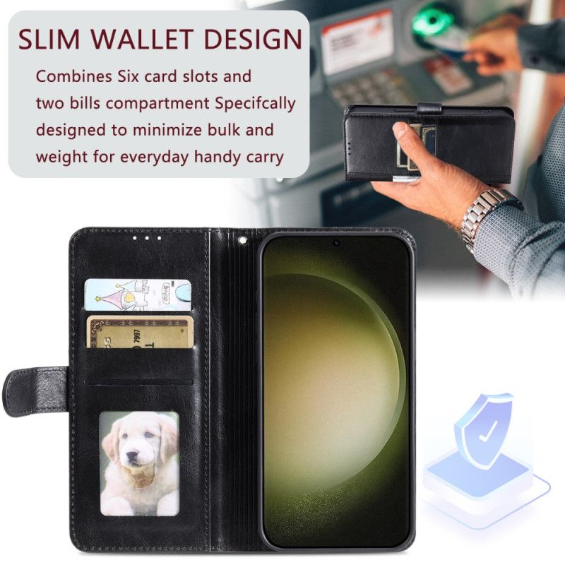 Kožený Kryt Samsung Galaxy A17 4g / 5g 6 Přihrádek Na Karty A Šňůrka Na Krk