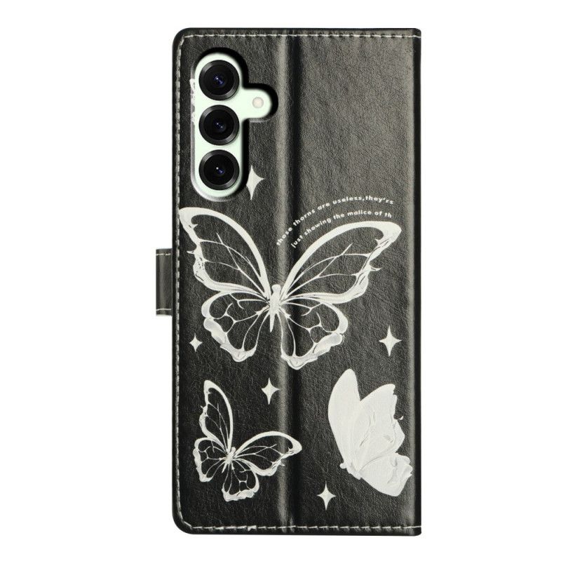 Kožený Kryt Samsung Galaxy A17 4g / 5g Černobílí Motýli