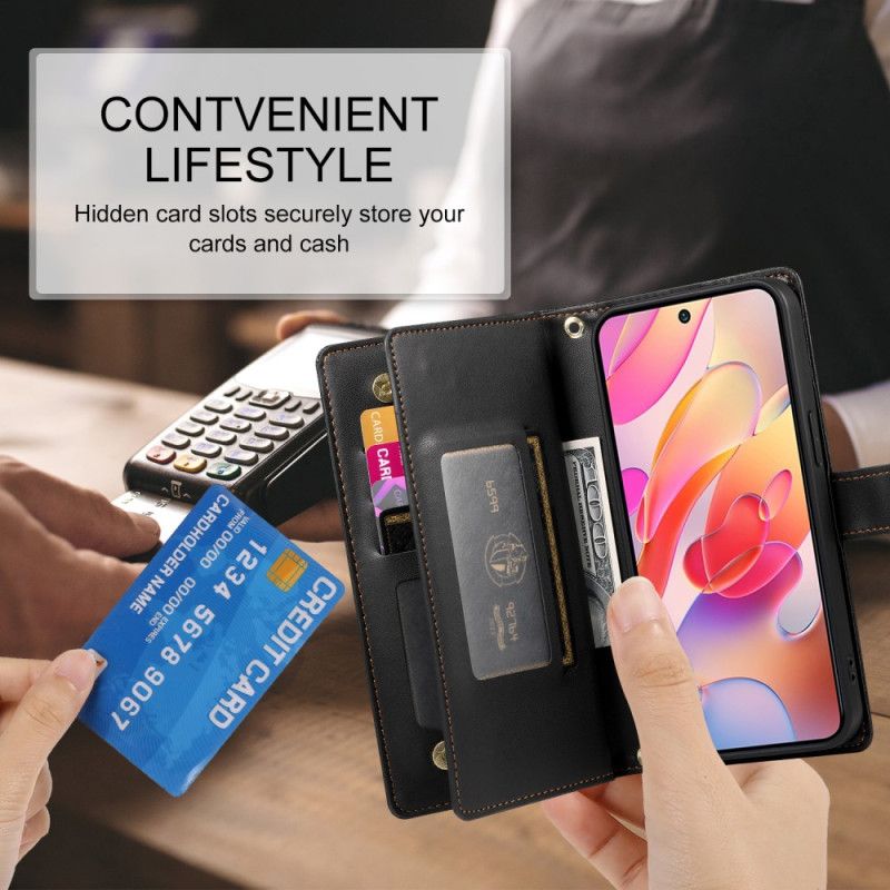 Kožený Kryt Samsung Galaxy A17 4g / 5g Peněženka S Kapsou Na Zip A Pásky