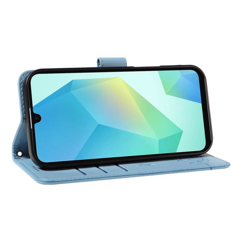 Kožený Kryt Samsung Galaxy A17 4g / 5g Popruh S Kočičím Vzorem