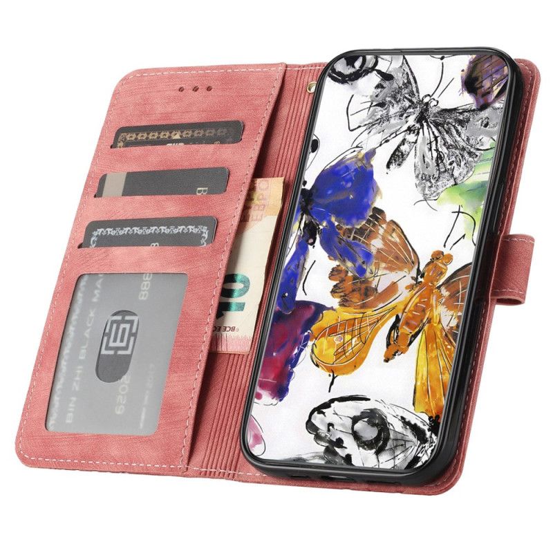 Kožený Kryt Samsung Galaxy A17 4g / 5g Semišový Efekt S Motýly