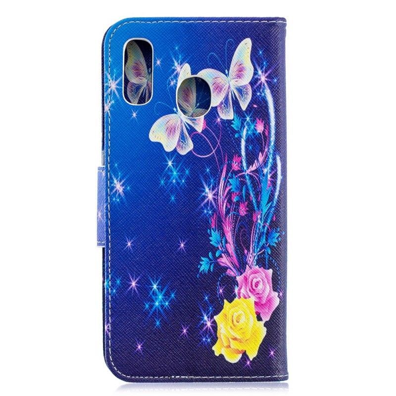 Kožený Kryt Samsung Galaxy A30 Motýli Na Obloze