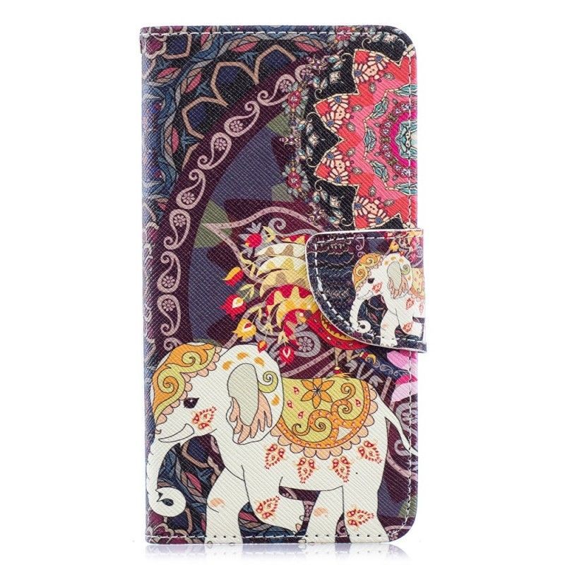 Kožený Kryt Samsung Galaxy A40 Etnická Sloní Mandala