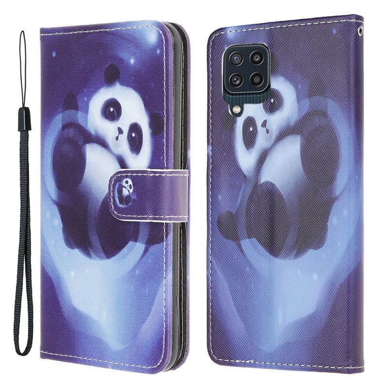 Kožený Kryt Samsung Galaxy M32 Vesmírný Popruh Pandy