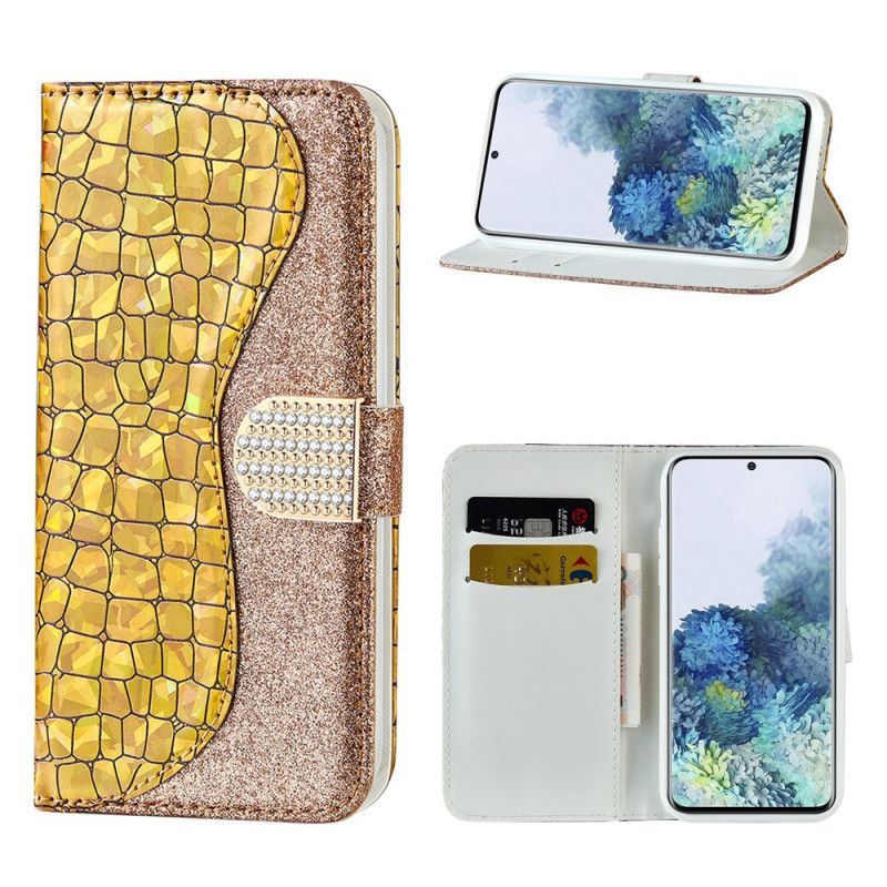 Kožený Kryt Samsung Galaxy S21 Plus 5g Kroko Diamanty