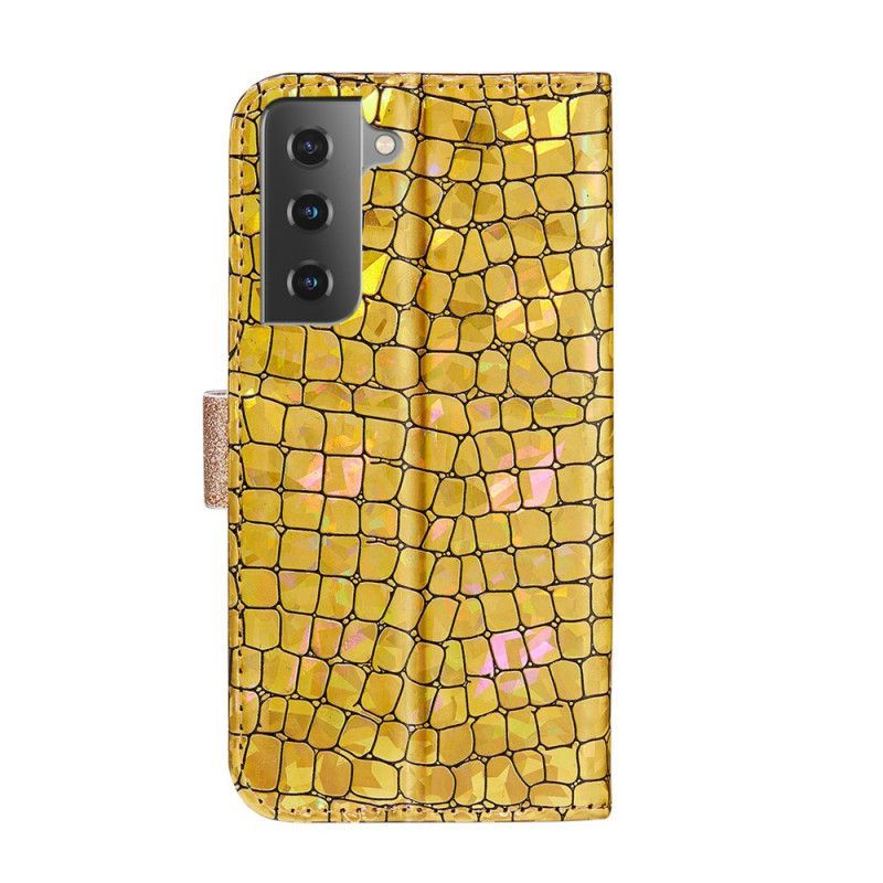 Kožený Kryt Samsung Galaxy S21 Plus 5g Kroko Diamanty
