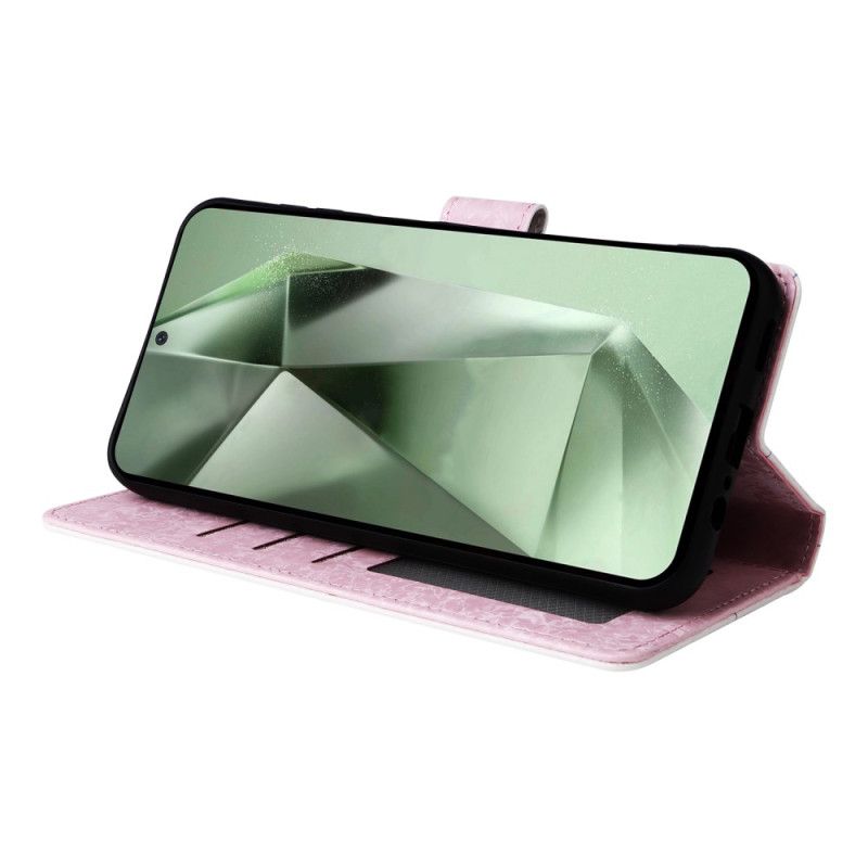 Kožený Kryt Samsung Galaxy S24 Fe Fleurettes Blokující Rfid