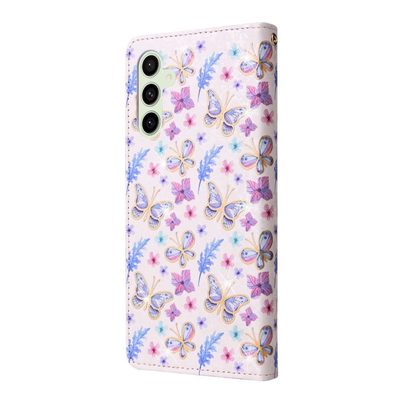Kožený Kryt Samsung Galaxy S24 Fe Fleurettes Blokující Rfid