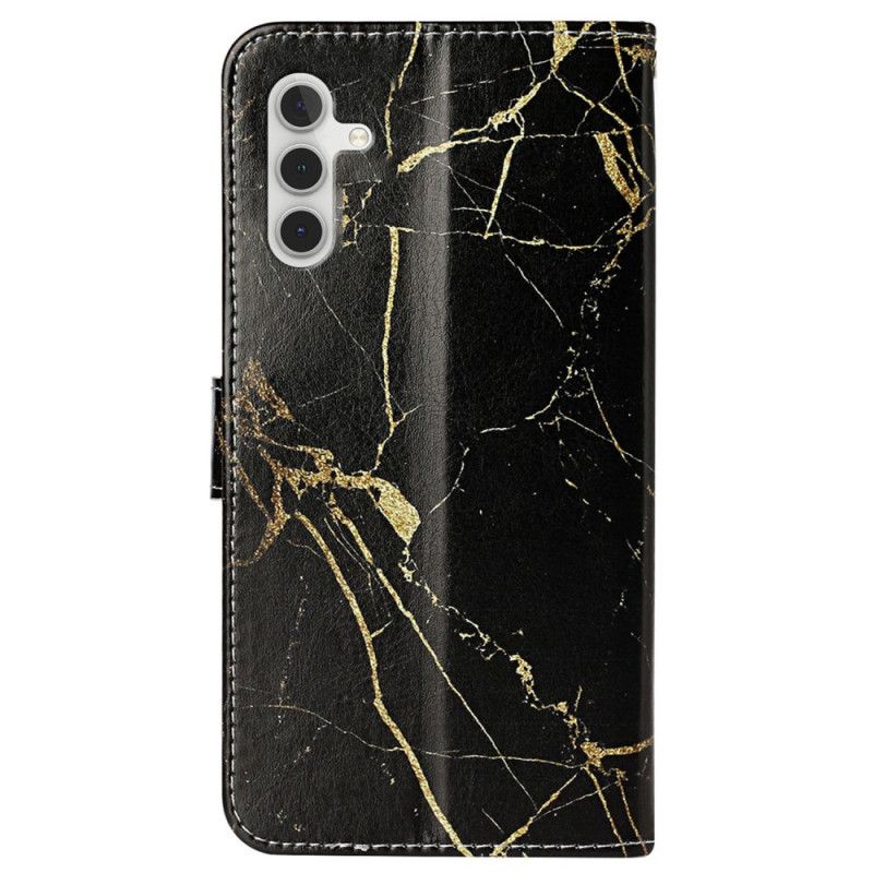 Kožený Kryt Samsung Galaxy S24 Fe Zlato A Černý Mramor
