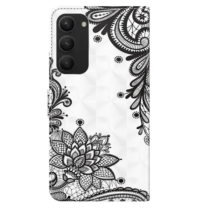 Kožený Kryt Samsung Galaxy S24 Plus 5g Krajkový Květ S Řemínkem