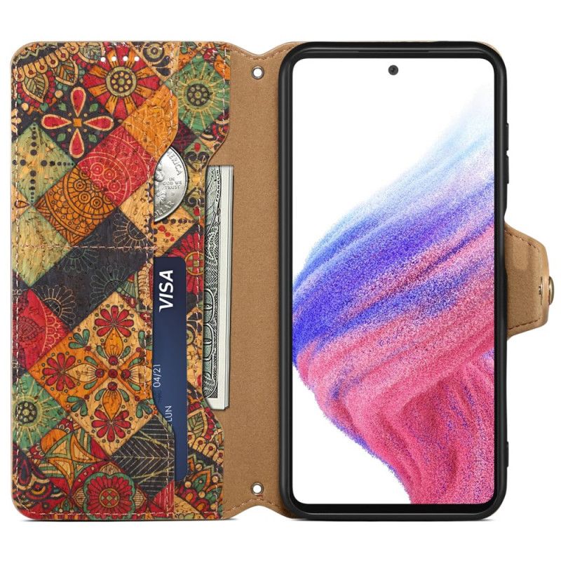 Kožený Kryt Samsung Galaxy S24 Plus 5g Květinový Potisk