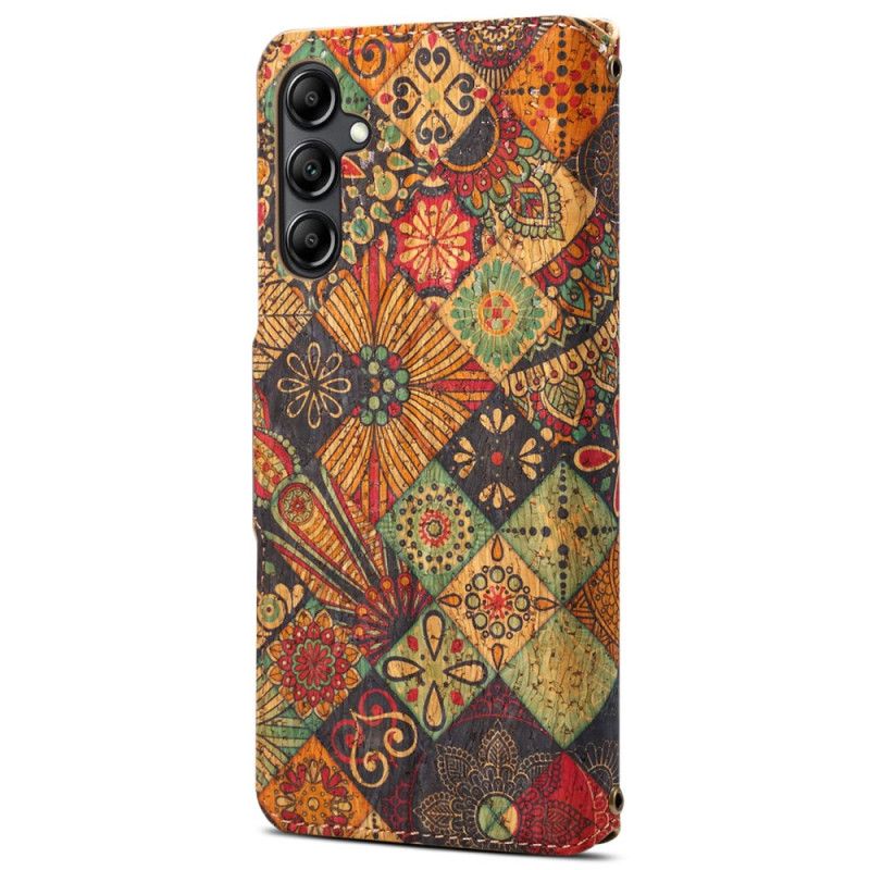 Kožený Kryt Samsung Galaxy S24 Plus 5g Květinový Potisk