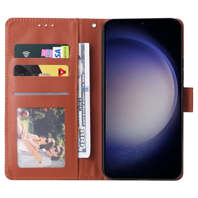 Kožený Kryt Samsung Galaxy S24 Plus 5g Magnetická Spona A Popruh