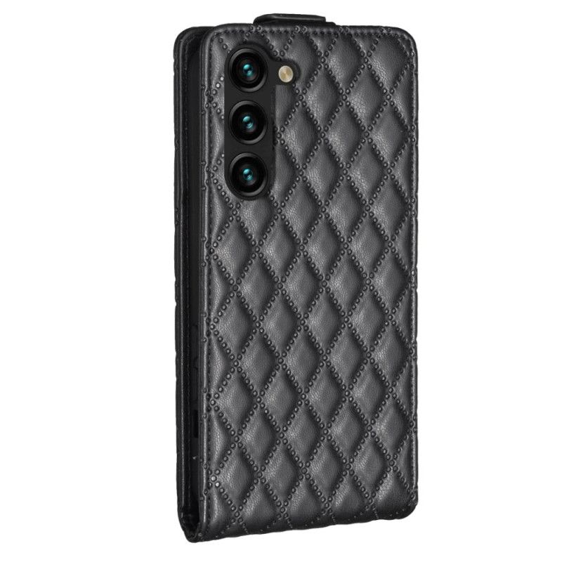 Kožený Kryt Samsung Galaxy S24 Plus 5g Prošívané S Vertikální Chlopní