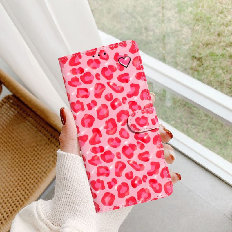 Kožený Kryt Samsung Galaxy S24 Plus 5g Růžový Leopardí Potisk S Páskem
