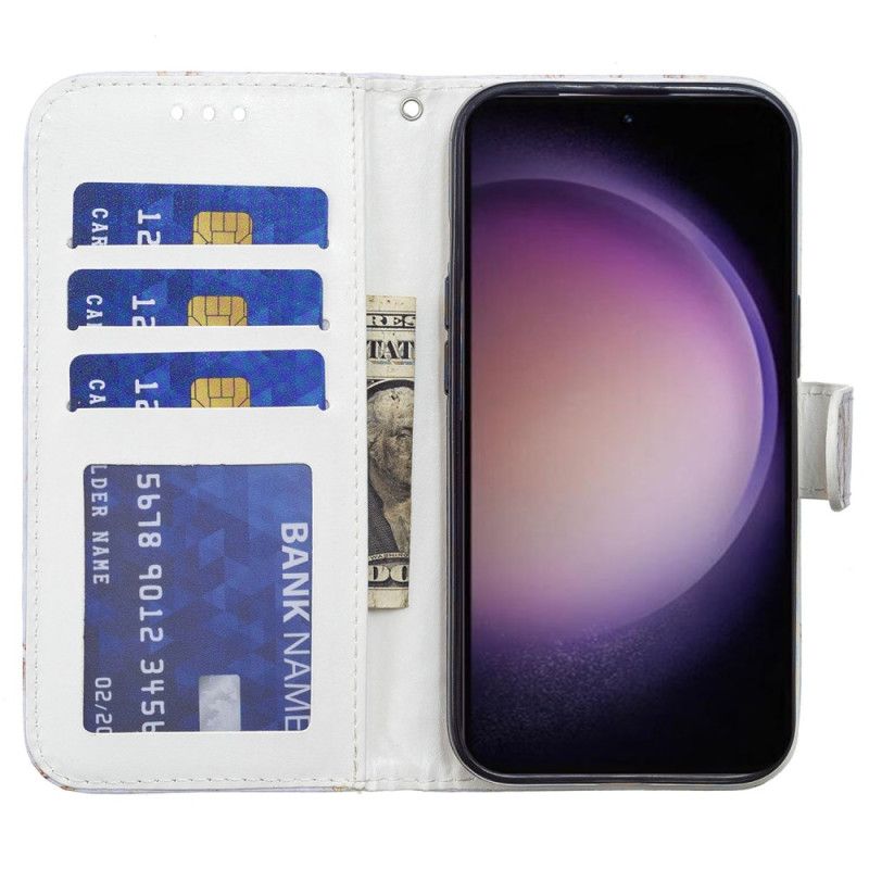 Kožený Kryt Samsung Galaxy S24 Plus 5g Zakouřený Mramor S Popruhem