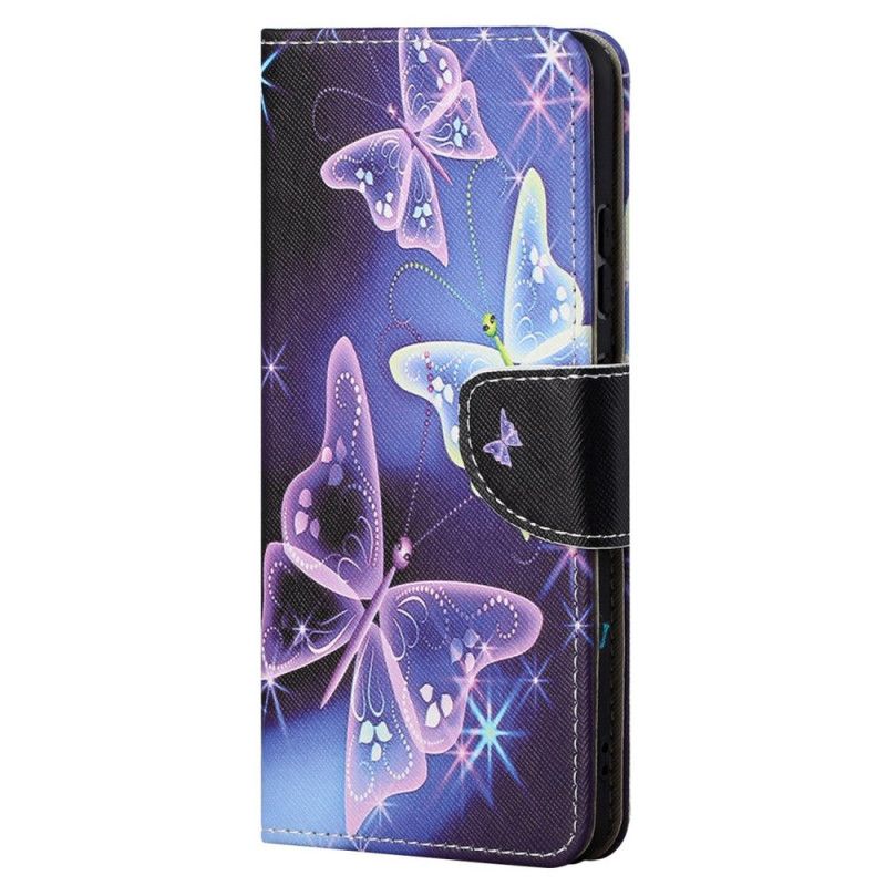 Kožený Kryt Samsung Galaxy S24 Ultra 5g Jiskřiví Motýli