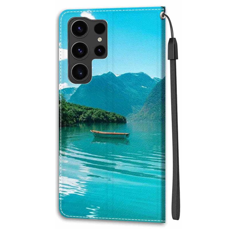 Kožený Kryt Samsung Galaxy S24 Ultra 5g Loď Na Laně