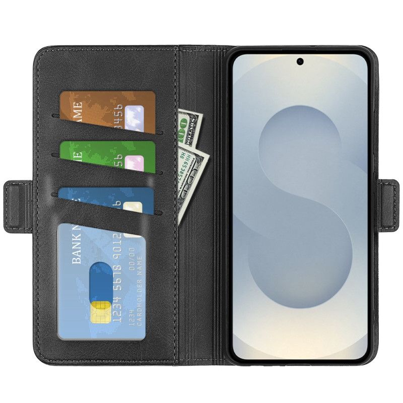 Kožený Kryt Samsung Galaxy S25 5g Edge Dvojitá Magnetická Spona