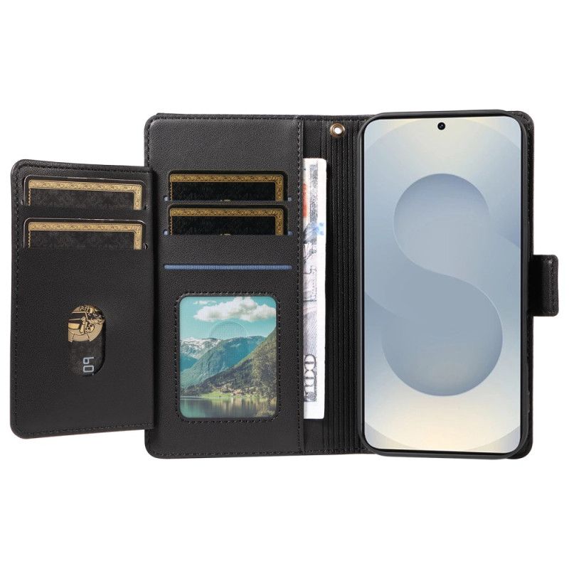 Kožený Kryt Samsung Galaxy S25 5g Edge Pouzdro Na Karty A Poutko Na Zápěstí