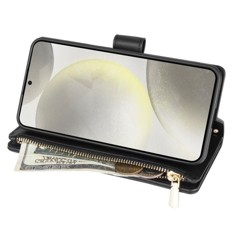 Kožený Kryt Samsung Galaxy S25 5g Edge Prošívaná Peněženka