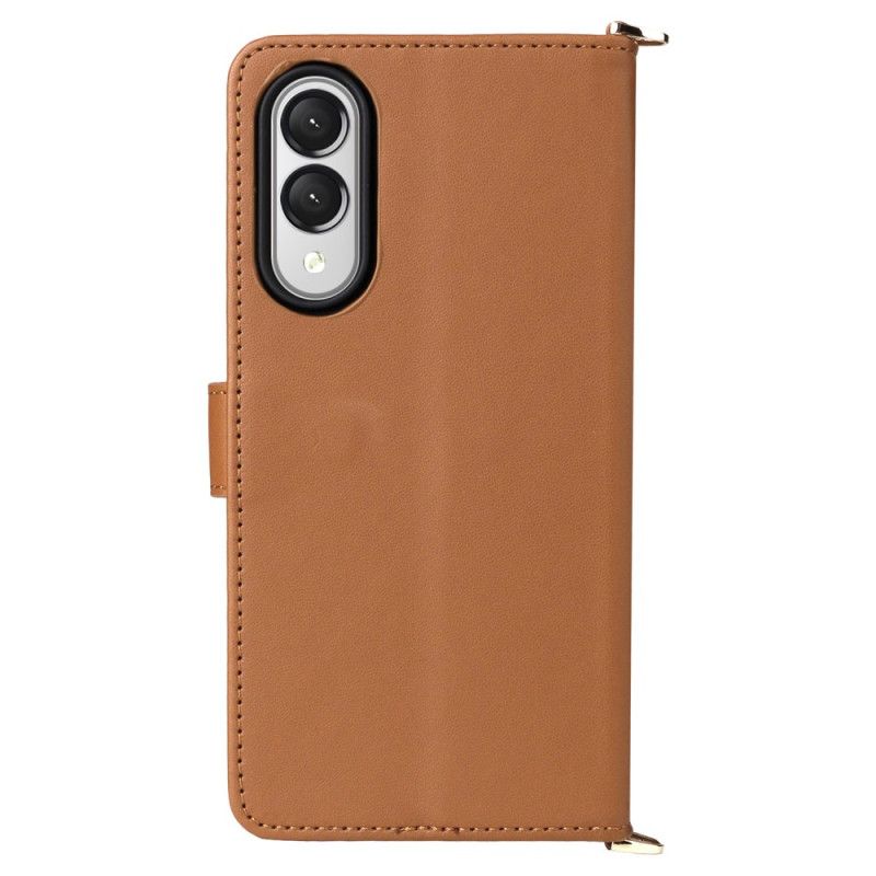 Kožený Kryt Samsung Galaxy S25 5g Edge Prošívané S Popruhem A Ramenním Popruhem