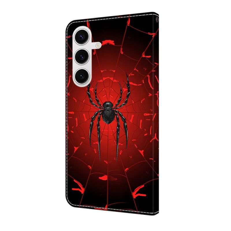 Kožený Kryt Samsung Galaxy S25 Fe Černý Pavouk