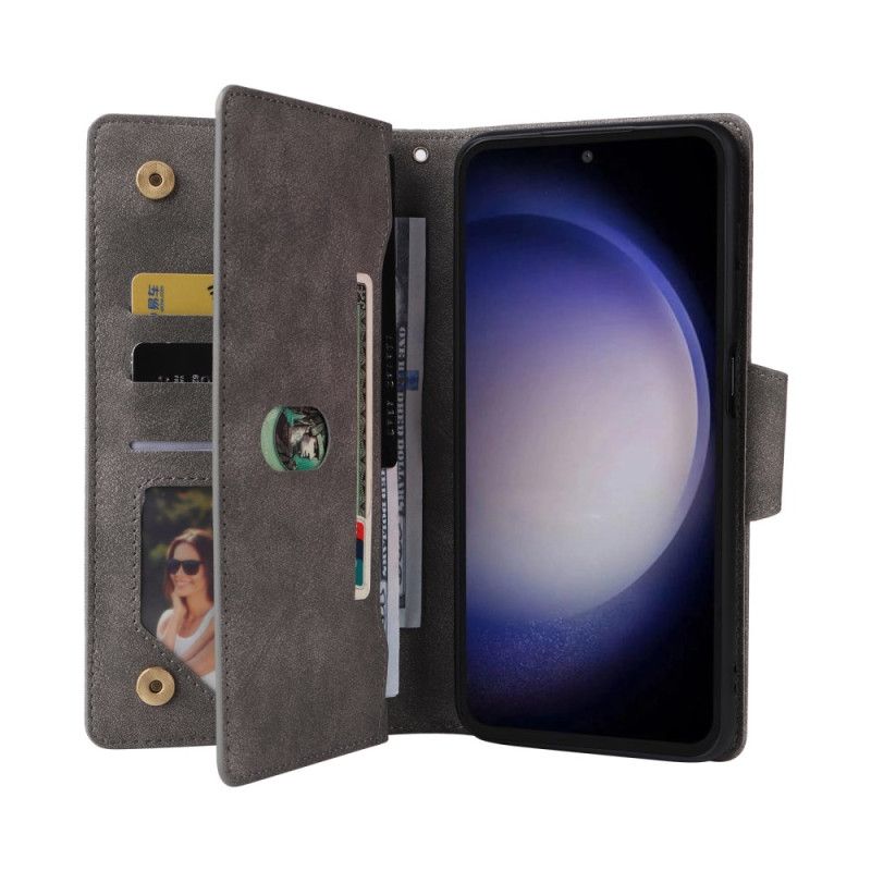 Kožený Kryt Samsung Galaxy S25 Fe Peněženka Se Zipem