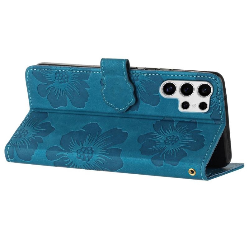 Kožený Kryt Samsung Galaxy S25 Ultra 5g Rafinovaný Květinový Vzor