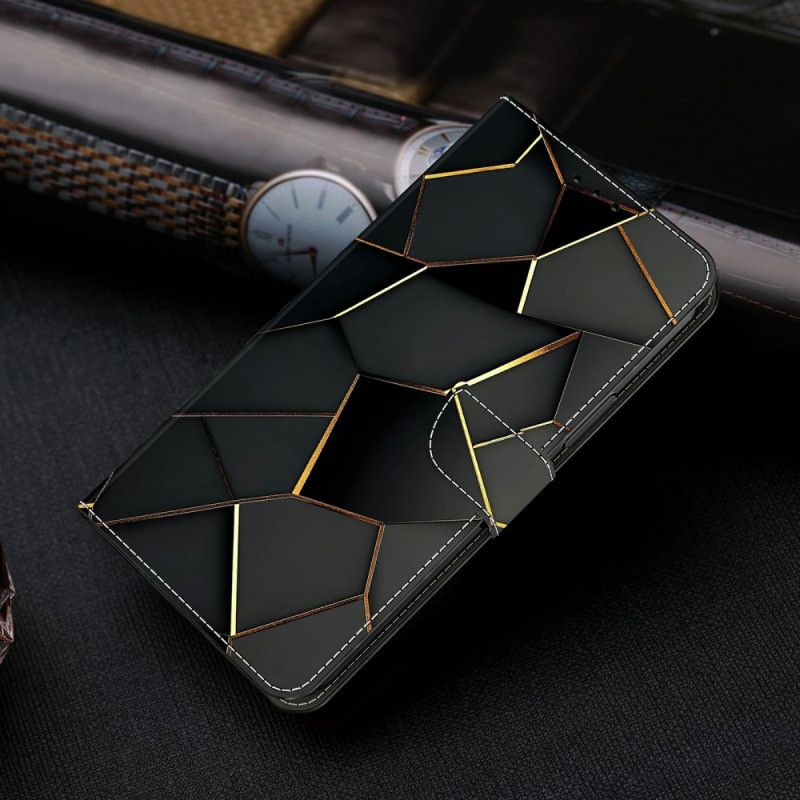 Kožený Kryt Samsung Galaxy S26 Černé A Zlaté Okraje