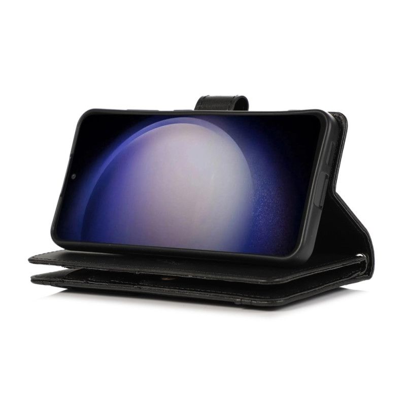 Kožený Kryt Samsung Galaxy S26 Magnetická Peněženka A Šňůrka Na Krk