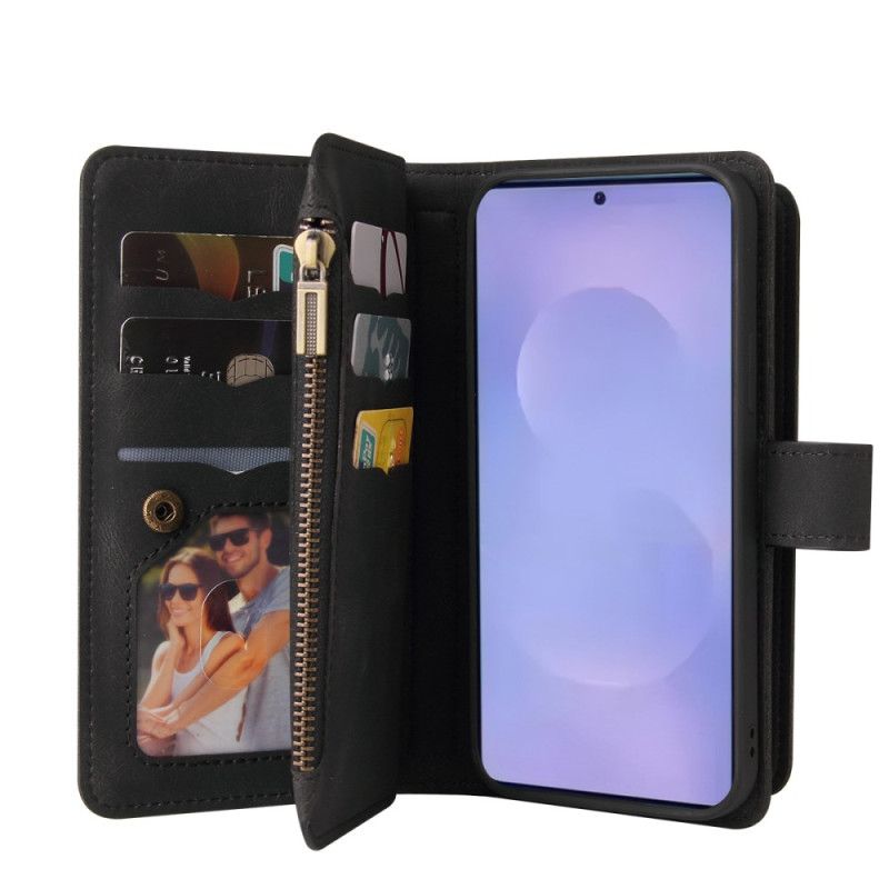 Kožený Kryt Samsung Galaxy S26 Peněženka S 15 Přihrádkami Na Karty A Popruhem