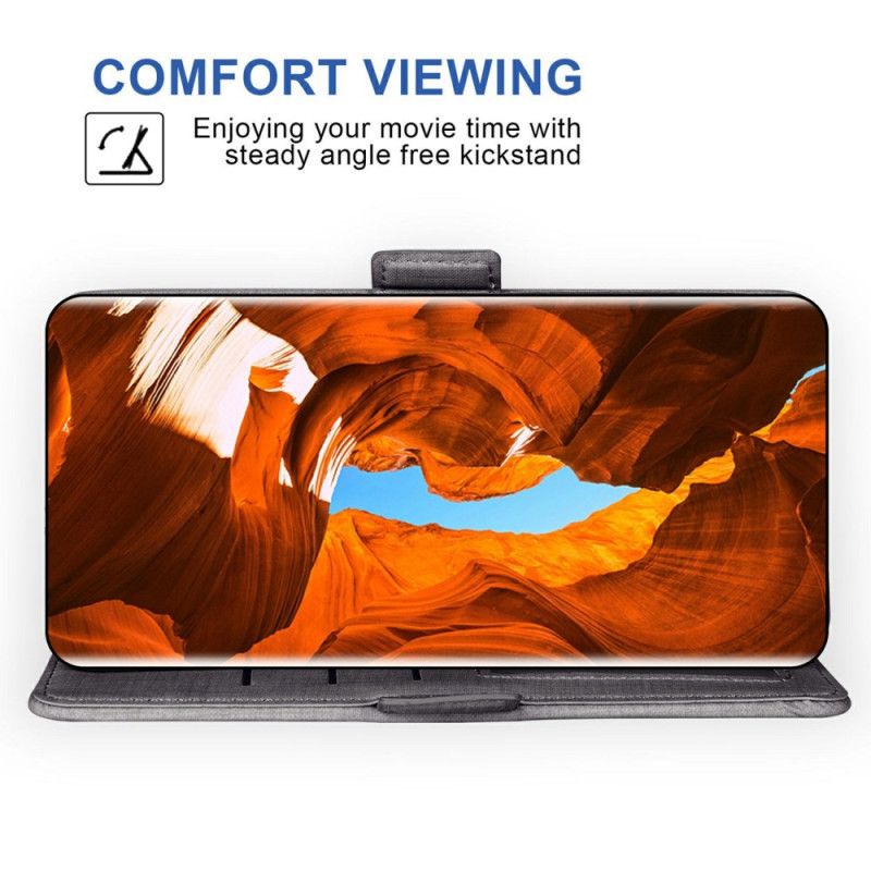 Kožený Kryt Samsung Galaxy S26 S Denimovou Texturou A Otočným Držákem Na Karty