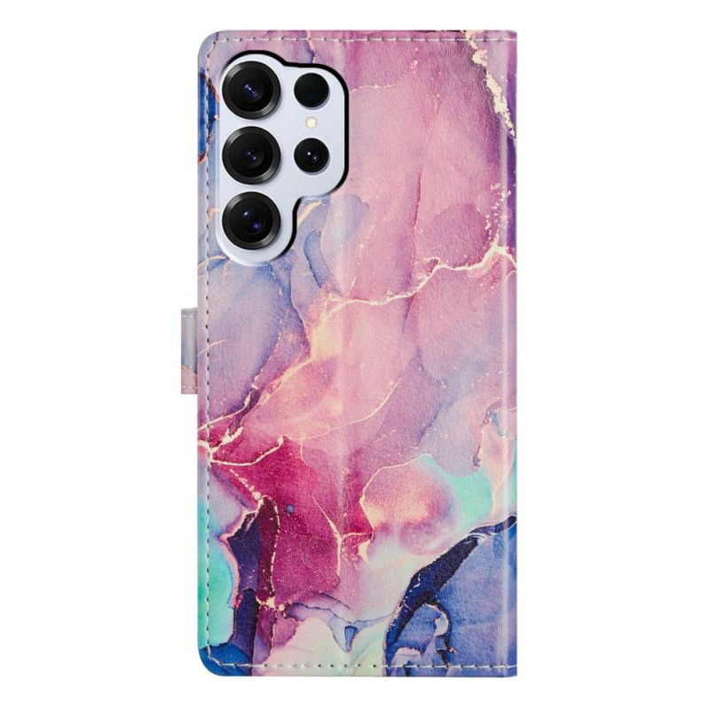 Kožený Kryt Samsung Galaxy S26 Ultra Zelený A Růžový Mramor