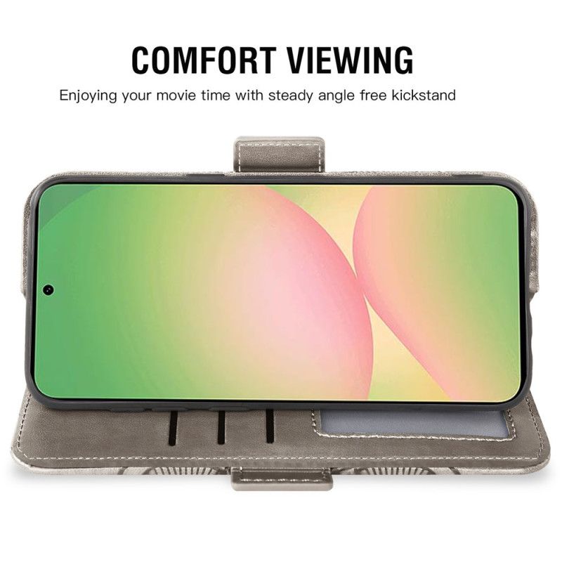 Kožený Kryt Samsung Galaxy S26 Vzor Pivoňky