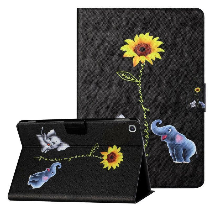 Kožený Kryt Samsung Galaxy Tab A7 Lite Slunečnicoví Sloni