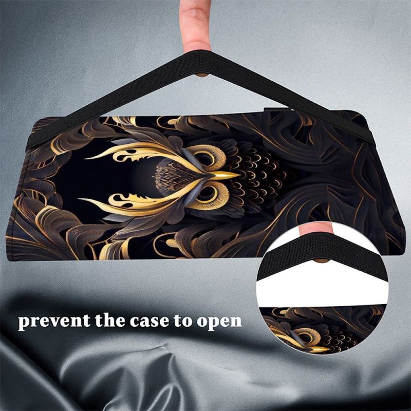 Kožený Kryt Samsung Galaxy Tab S10 Plus Zlatá Sova