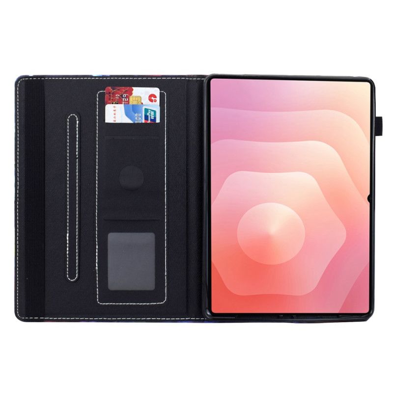 Kožený Kryt Samsung Galaxy Tab S11 Barevné Květiny A Motýli