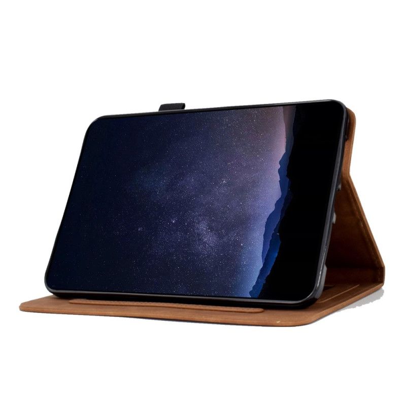 Kožený Kryt Samsung Galaxy Tab S11 Semišový Květinový A Motýlí Efekt