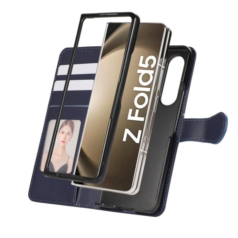 Kožený Kryt Samsung Galaxy Z Fold 7 Reliéfní Vzor S Popruhem