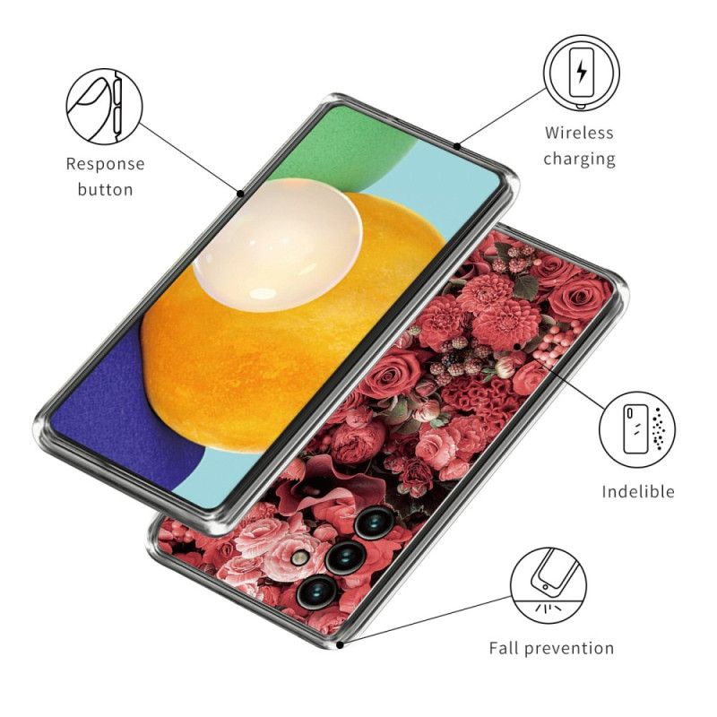 Kryt Na Samsung Galaxy A15 Růžové A Červené Květy
