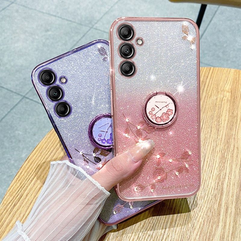 Kryt Na Samsung Galaxy A16 5g Květinový A Kamínkový Podpůrný Prsten Kadem