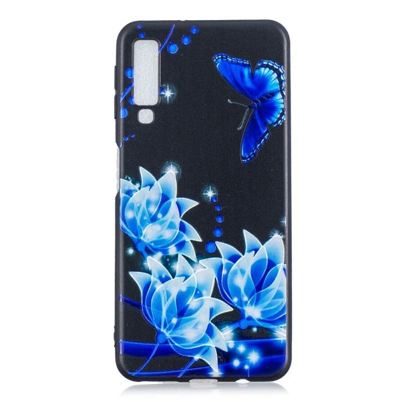 Kryt Na Samsung Galaxy A7 Modrý Motýl A Květiny