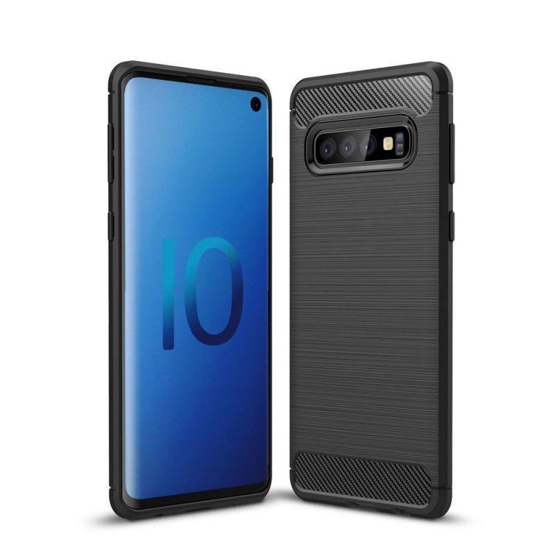 Kryt Na Samsung Galaxy S10 Kartáčované Uhlíkové Vlákno