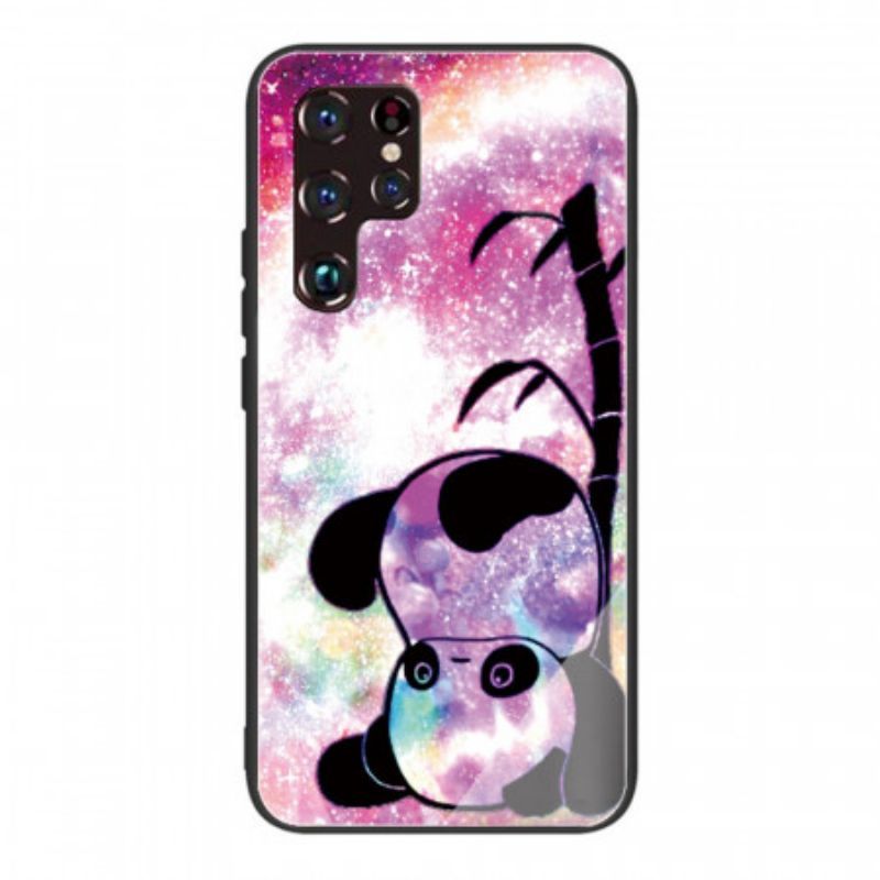Kryt Na Samsung Galaxy S22 Ultra 5G Panda A Bambusové Tvrzené Sklo