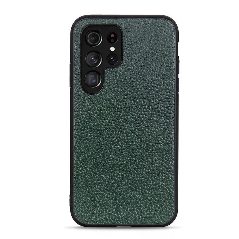 Kryt Na Samsung Galaxy S22 Ultra 5G Pravá Kůže Litchi