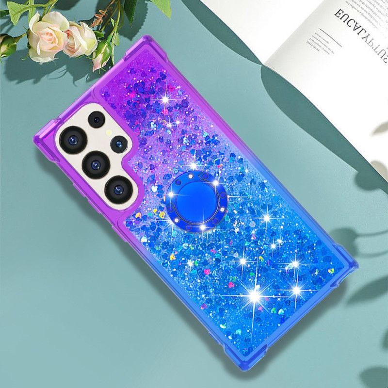 Kryt Na Samsung Galaxy S24 Ultra 5g Přechodové Třpytky S Podpůrným Kroužkem