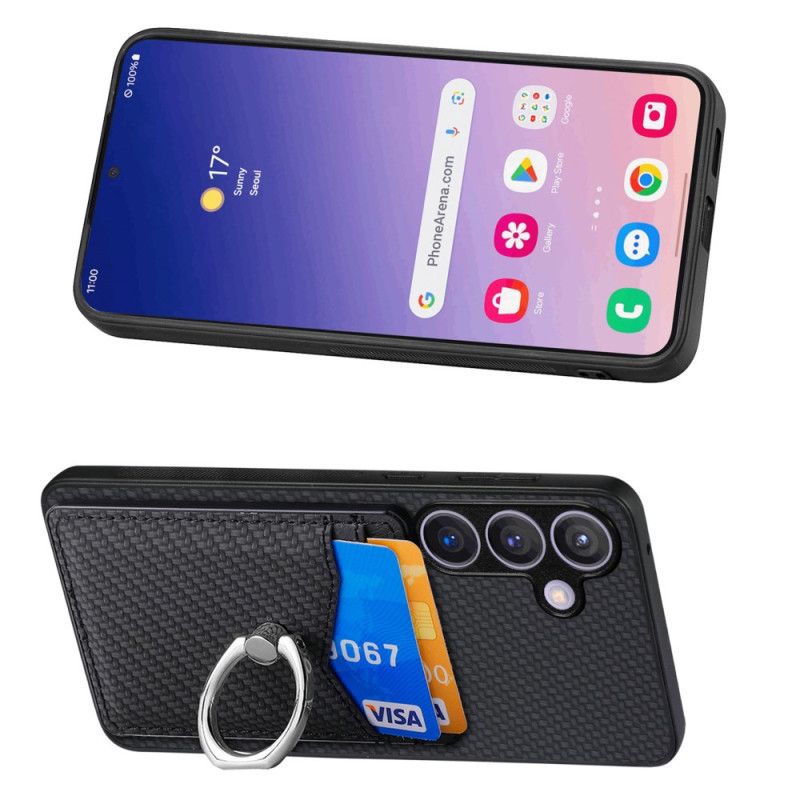 Kryt Na Samsung Galaxy S25 Plus 5g Pouzdro Na Karty A Prsteny Z Uhlíkových Vláken